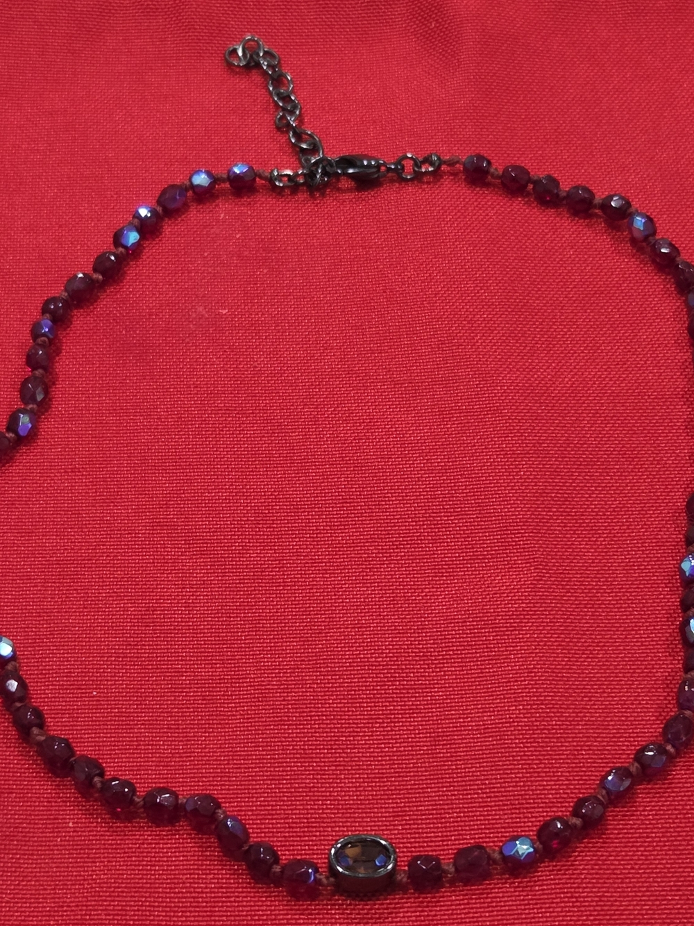 Monet Faceted Garnet-Red Beaded Women's Necklace